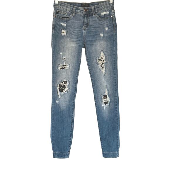 Judy Blue Women’s Camo Patch Skinny Jeans Distressed Size 7/28 JB82109MD - Picture 2 of 15